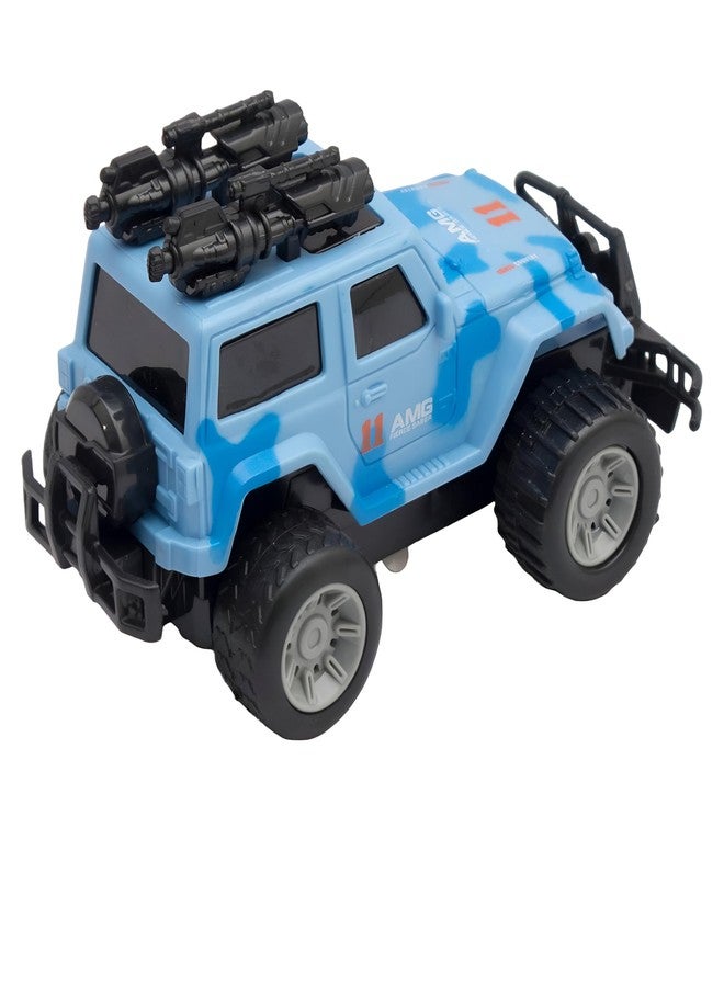 GRAPHITOS Friction Toy with Light & Music Military Vehicle Truck Toy for Kids Blue Color - Image 5